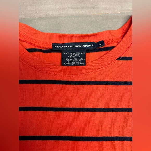Ralph Lauren Sport Orange And Navy Blue Striped Long Sleeve Size‎ L - Picture 9 of 9